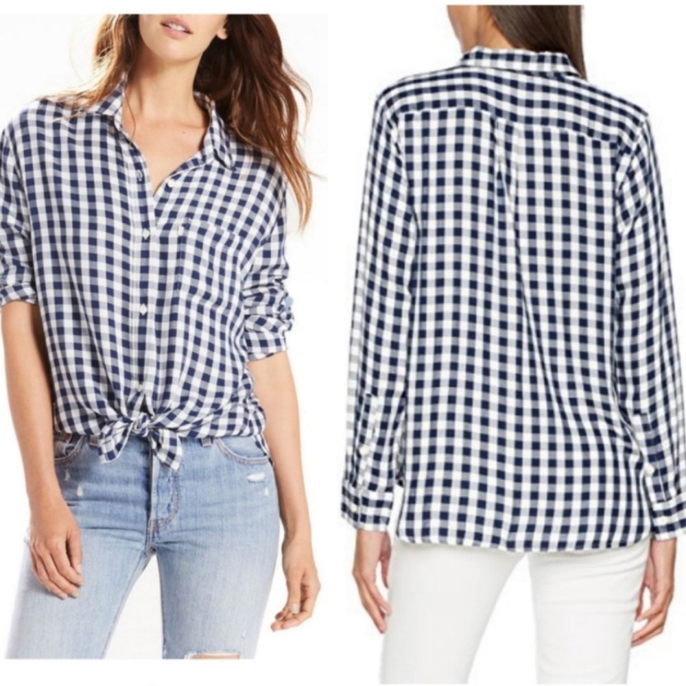NWT Levi’s Boyfriend Fit Plaid Button Down Top Size M - Picture 1 of 6